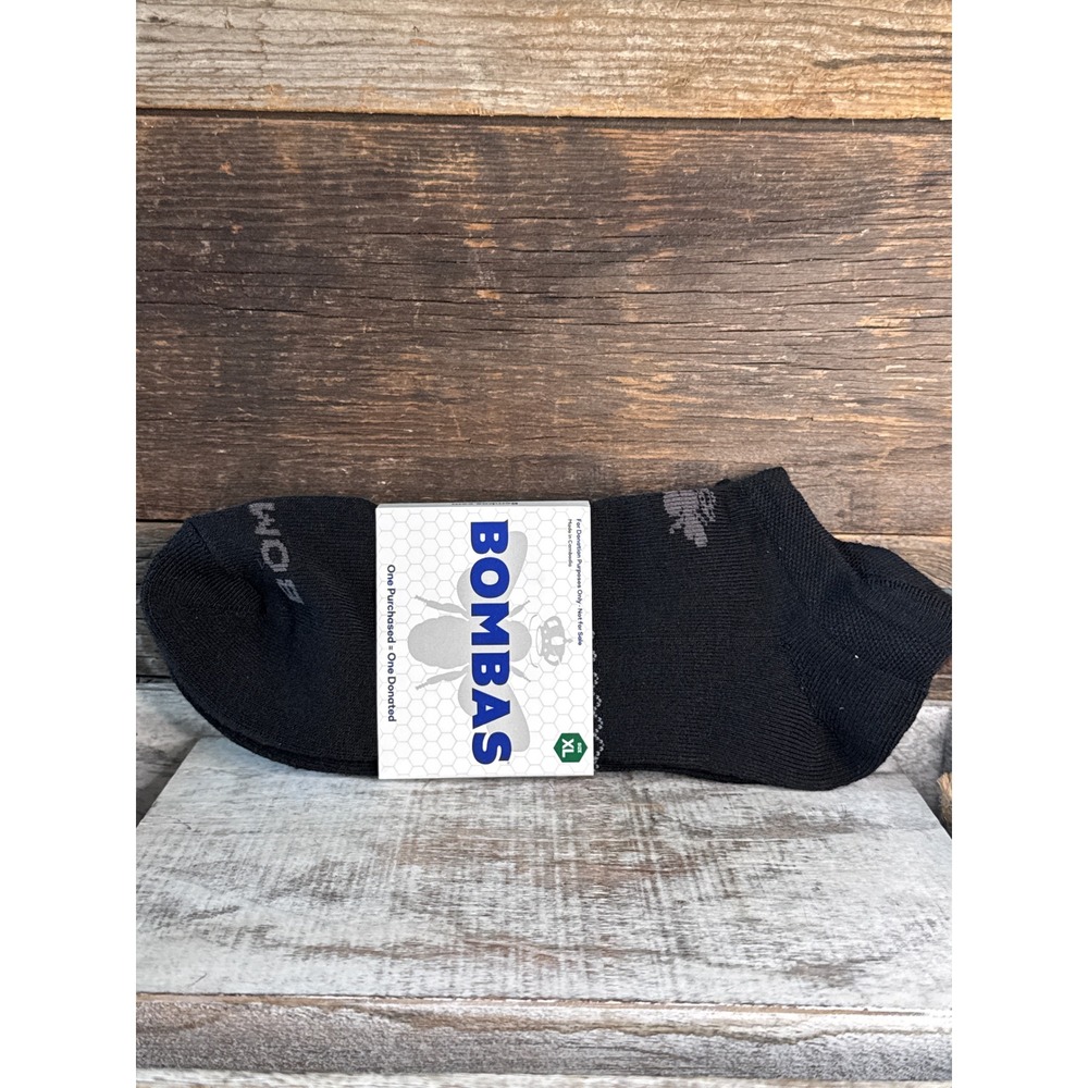 Bombas Ankle Socks | Solid Black |‎ Premium Athletic | Size XL Men 13-16